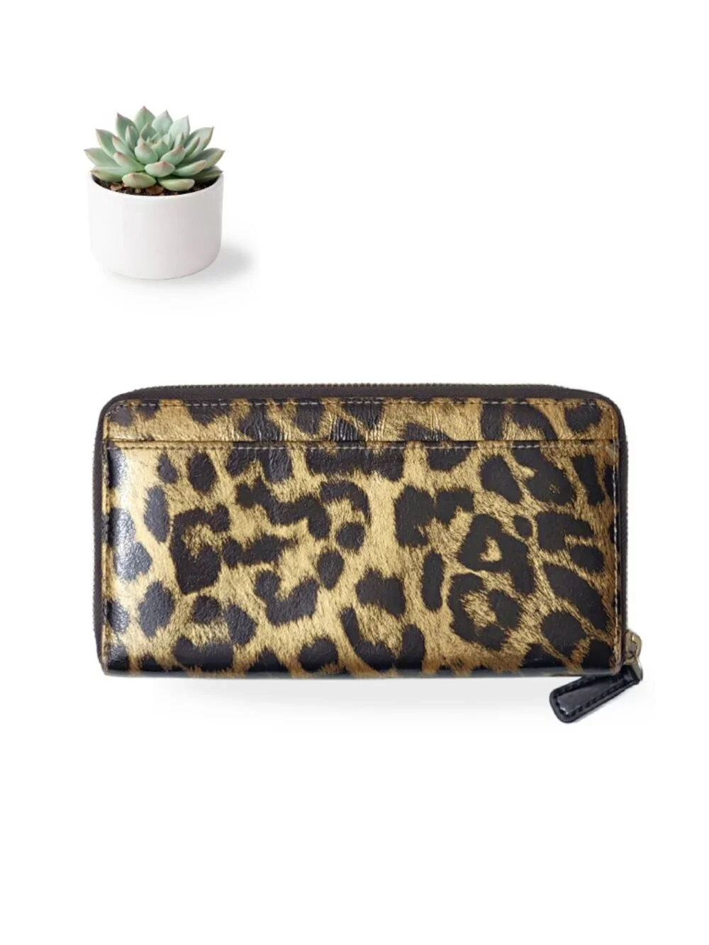 Kate Spade Neda Leopard Print Zip Around Continental Wallet Cheetah Animal Print